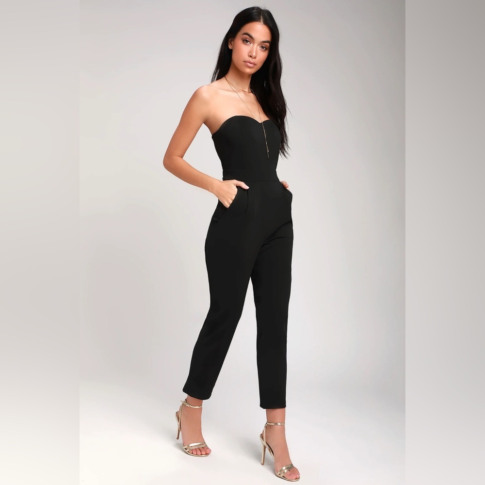 Lulus Paint the Town Black Strapless Jumpsuit